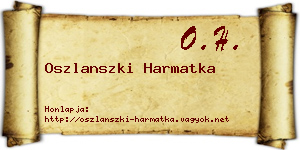 Oszlanszki Harmatka névjegykártya